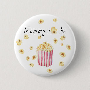 aanstaande moeder Waterverf Popcorn Baby Shower Ronde Button 5,7 Cm