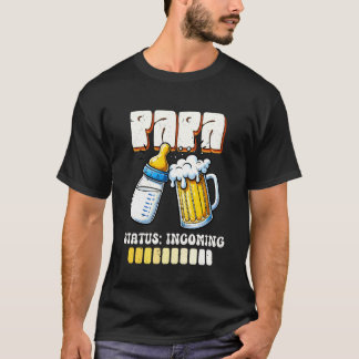 Aanstaande Vader PAPA STATUS BINNENKOMEND Leuk Bin T-shirt
