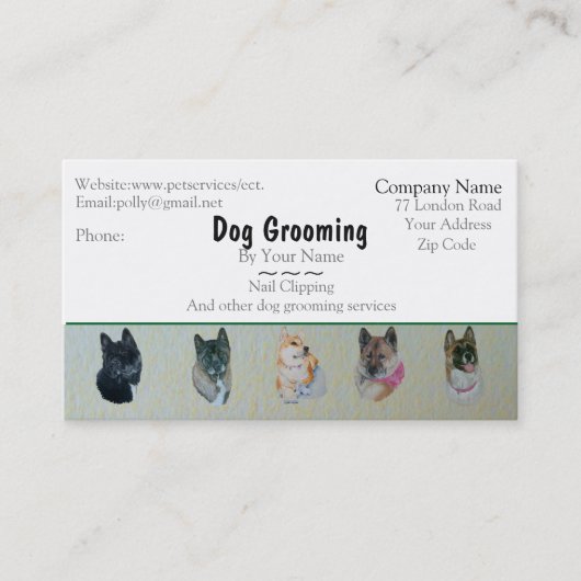 Aanstelling voor hondenverzorging en huisverzorgin afsprakenkaartje (Voorkant)