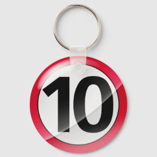 Aantal 10 rood Sleutelhanger