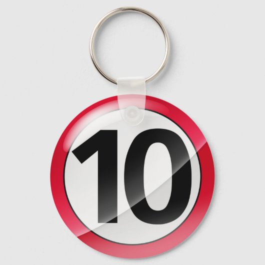 Aantal 10 rood Sleutelhanger (Voorkant)