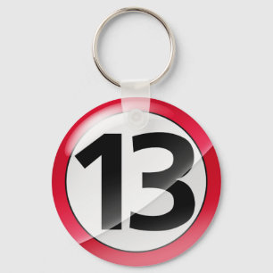 Aantal 13 rood Sleutelhanger