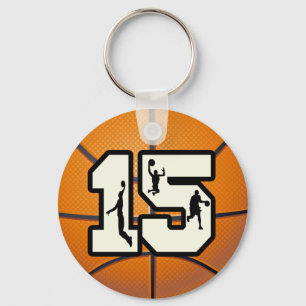 Aantal 15 Basketball en spelers Sleutelhanger