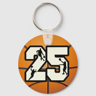 Aantal 25 Basketball en spelers Sleutelhanger