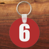 Aantal 6 in wit op rode sleutelhanger (Voorkant)