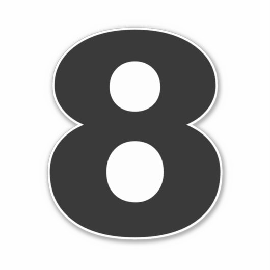 Aantal acht zwarte en witte sticker (Voorkant)