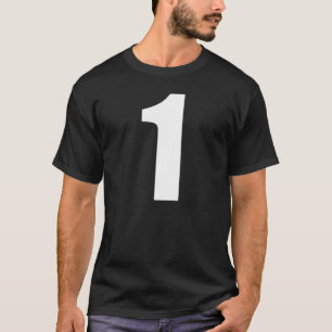 Aantal Één Numeriek 1 Duidelijke Witte Aantallen T-shirt