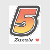 Aantal Vijf 5 Geel Sinaasappel met verloop 3 Slag Sticker (Vel)