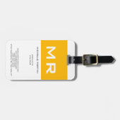 Aantrekkelijk geel monogram wit bagagelabel (Voorkant horizontaal)