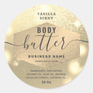 Aantrekkelijk glinsterend script body butter label