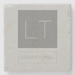 Aantrekkelijk grijs monogram stenen onderzetter