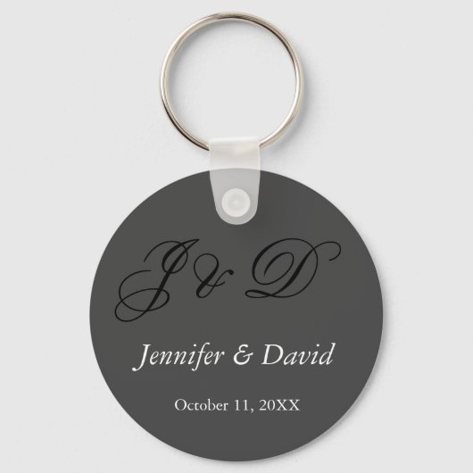 Aantrekkelijk kalligrafie-script monogram bruiloft sleutelhanger (Voorkant)