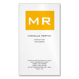Aantrekkelijk Monogram Geel Wit Modern Minimalist Magnetisch Visitekaartje