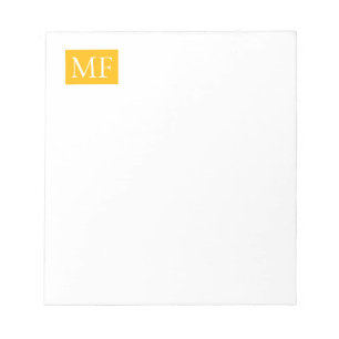 Aantrekkelijk Monogram Geel Wit Modern Minimalist Notitieblok
