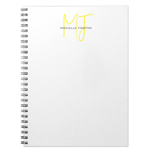 Aantrekkelijk Monogram Geel Wit Modern Minimalist Notitieboek