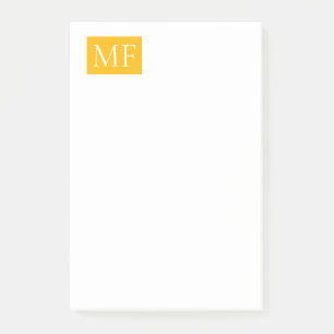 Aantrekkelijk Monogram Geel Wit Modern Minimalist Post-it® Notes