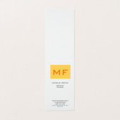 Aantrekkelijk Monogram Geel Wit Modern Minimalist Visitekaartjes (Buitenkant ongevouwen)