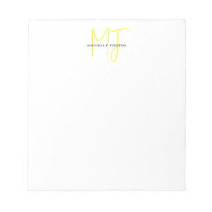Aantrekkelijk Monogram Geel Wit Modern Minimalisti Notitieblok