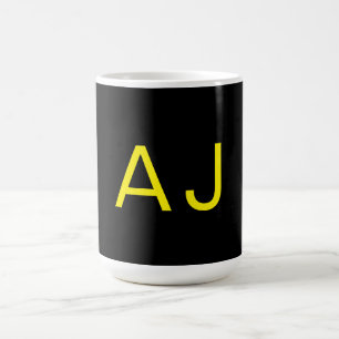 Aantrekkelijk Monogram Geel Zwart Modern Minimalis Koffiemok