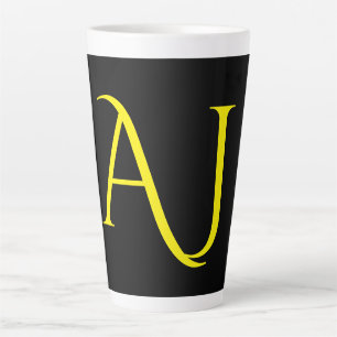 Aantrekkelijk Monogram Geel Zwart Modern Minimalis Latte Mok