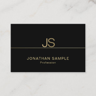 Aantrekkelijk Monogram Modern Elegant Zwart Goud L Visitekaartje