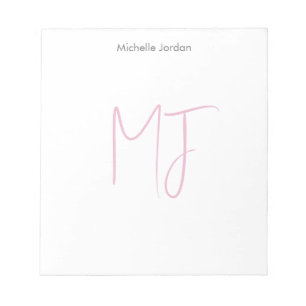 Aantrekkelijk Monogram Roze Wit Modern Minimalisti Notitieblok