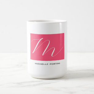 Aantrekkelijk Monogram Roze Wit Modern Plain Koffiemok