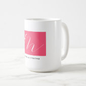 Aantrekkelijk Monogram Roze Wit Modern Plain Koffiemok (Voorkant rechts)