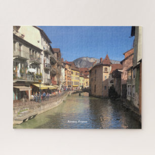 Aantrekkelijk rivierzicht van Annecy, Frankrijk op Legpuzzel