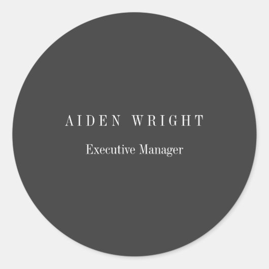 Aantrekkelijk zwart klassiek minimalistisch ronde sticker (Voorkant)