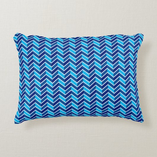 Aantrekkelijke Blue Chevron Decoratief Kussen (Voorkant)