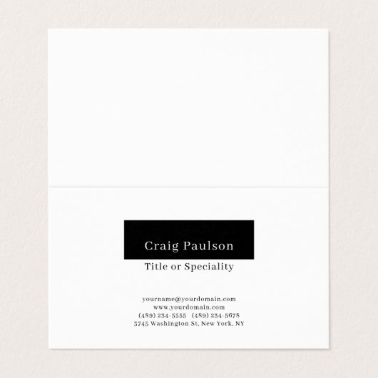 Aantrekkelijke Eenvoudige Zwart Wit Premium Parel Visitekaartjes (Buitenkant ongevouwen)