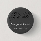 Aantrekkelijke kalligrafie Script Monogram bruilof Ronde Button 3,2 Cm (Voorkant)