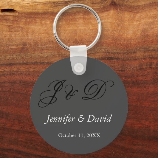 Aantrekkelijke kalligrafie Script Monogram bruilof Sleutelhanger (Voorkant)