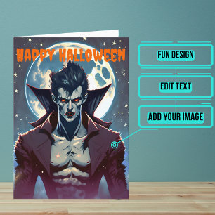 Aantrekkelijke mannelijke vampier Halloween Kaart