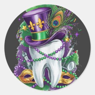 Aantrekkelijke Mardi Gras Mix tandarts kostuum fee Ronde Sticker