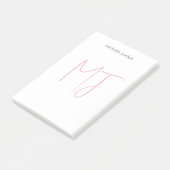 Aantrekkelijke Monogram Roze Wit Moderne Minimalis Post-it® Notes (Schuin)