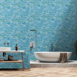 Aantrekkelijke nautische waterverf Blauwe golf Behang