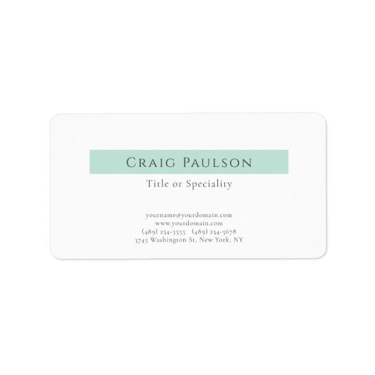 Aantrekkelijke Simple Plain Professional Modern Etiket (Voorkant)