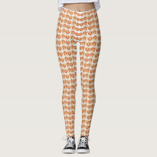 Aantrekkelijke Sinaasappel en witte vierkanten ach Leggings