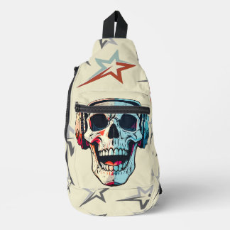 Aantrekkelijke spooky gaming schedel Beige Sling Bag