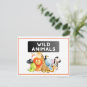 Aantrekkelijke Wild Animal Flashcards ,Lion en Tig Briefkaart (Staand voorkant)