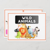 Aantrekkelijke Wild Animal Flashcards ,Lion en Tig Briefkaart (Voorkant / Achterkant)