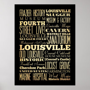 Aantrekken en beroemde plaatsen in Louisville, Ken Poster