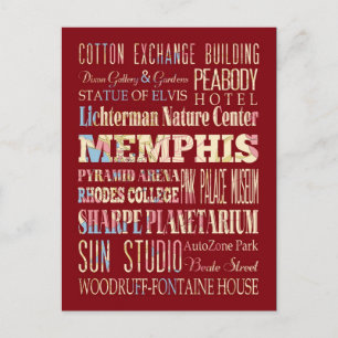 Aantrekken en beroemde plaatsen van Memphis, Tenne Briefkaart
