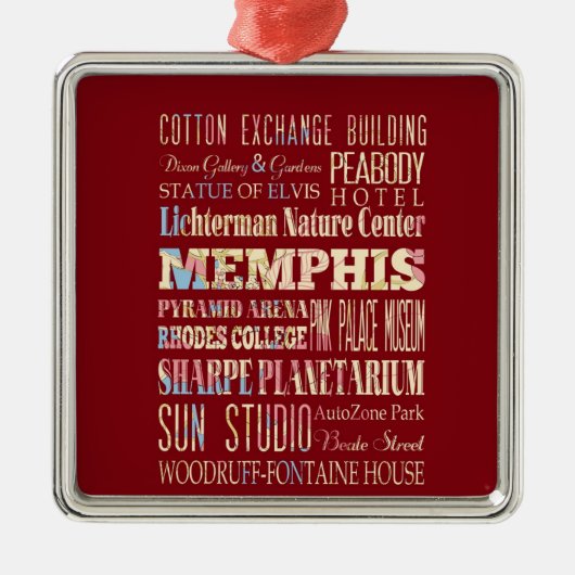 Aantrekken en beroemde plaatsen van Memphis, Tenne Metalen Ornament (Voorkant)