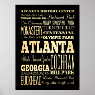 Aantrekkingen en beroemde plaatsen in Atlanta, Geo Poster