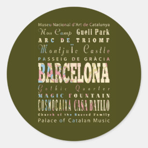 Aantrekkingen en beroemde plaatsen in Barcelona, S Ronde Sticker
