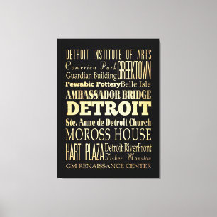 Aantrekkingen en beroemde plaatsen in Detroit, Mic Canvas Afdruk