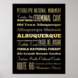 Aantrekkingen en beroemde plaatsen van Albuquerque Poster